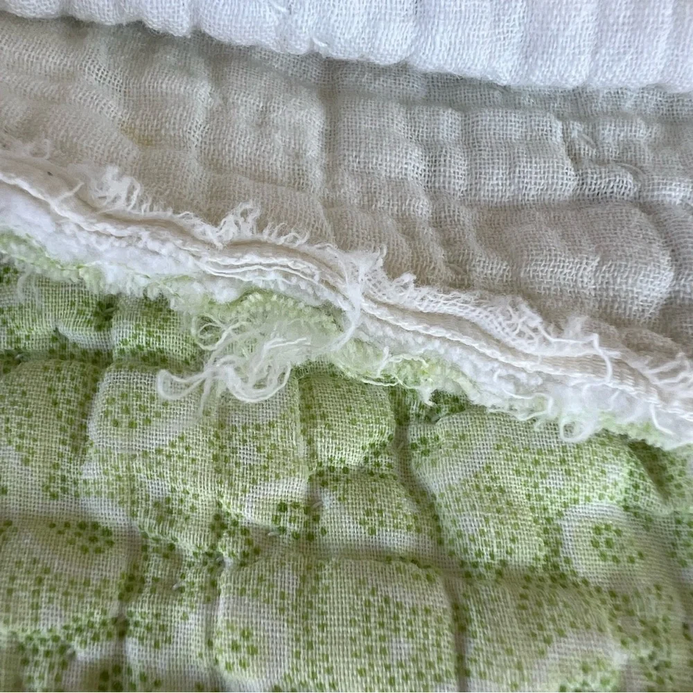 VTG Southern Belle Block Quilt Hand Stitched Quilted Parasol Bonnet Calico 58x76